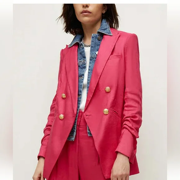 NWOT Veronica Beard Hirsh Pink Dickey Jacket Blazer Size 6 Celebrity Linen - Picture 4 of 16